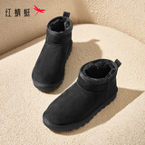 红蜻蜓雪地靴女秋冬加绒百搭棉鞋保暖短靴女靴WLC43470黑色36