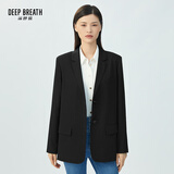 深呼吸DEEP BREATH女装轻薄抗皱复古通勤西装西服外套女A400692 黑 M (3)