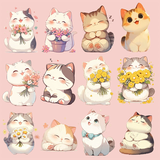 欧仕图（OUSHITU）猫咪墙贴纸门贴自粘卡通可爱趣味贴画儿童房布置装饰墙纸温馨壁纸 可爱猫咪（12只）