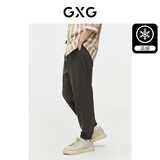 GXG男装 冰丝提花休闲裤凉感运动卫裤薄款束脚长裤 夏季新品 棕色 L