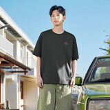 361°运动短袖男女同款夏季透气宽松棉印花t恤休闲圆领上衣 砾石灰9115D L