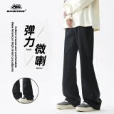 MAYBEYOND微喇牛仔裤男夏季垂感修身微喇裤高腰裤子男MA27黑色L