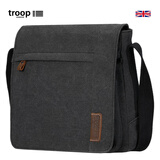 Troop英国单肩包男复古斜挎包欧美运动帆布包夏季单肩斜跨包男休闲包潮 大号深黑灰色TRP0219