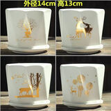 仟尚亿多肉花盆陶瓷个性简约室内植物创意粗陶花盆栽花盆透气大口径组合 一路相伴组合4个 中等