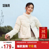 森马（Semir）棉服女设计感提花缎面国风2024冬毛领盘扣宽松外套新109724112005