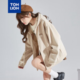 唐狮（TonLion）2026春季新款针织外套女休闲卫衣开衫连帽上衣