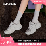 斯凯奇（Skechers）女鞋春季小白鞋蕾丝休闲运动熊猫鞋黑色增高厚底老爹鞋11959 白色/WHT 38