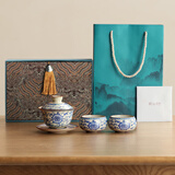 不拙单丽华老师三才盖碗一人饮高档生日礼物青花瓷汝窑盖碗茶杯对饮