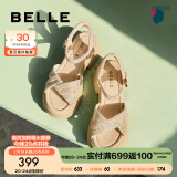 百丽（Belle）满钻条带繁星休闲凉鞋女商场款厚底凉鞋A9S2DBL4 杏色 38