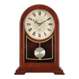 枫叶（MapleLeaf）家用实木座钟客厅复古台式个性时钟摆件新中式简约石英钟桌面钟表 鹅掌楸木+静音石英机芯+罗马盘