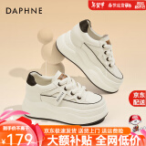 达芙妮（DAPHNE）松糕女厚底小白鞋女鞋子2024新款秋季爆款软底休闲增高板鞋运动鞋 黑色 跟高6.5CM 35 标准码