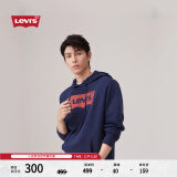 Levi's【情侣同款】李维斯连帽卫衣oversize落肩LOGO印花 藏蓝色 19622-0007 S