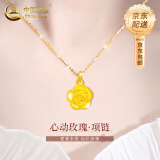 中国黄金（CHINA GOLD）足金玫瑰花吊坠2024新款女项链纪念生日礼物送女友送妈妈 【送女友/老婆】足金玫瑰花吊坠【赠S925链】 吊坠重约0.3g