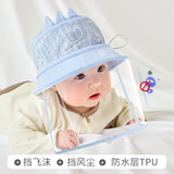 封茗 新生儿初生婴儿隔离防护面罩秋季宝宝防飞沫帽子0-3-6个月可调节 蓝色面罩 均码通用