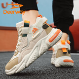 德尔惠（DEERWAY）老爹鞋男鞋2025秋冬季厚底鞋子男款休闲运动鞋 米杏 43
