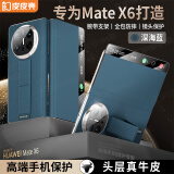 皮皮壳【腕带防摔款】适用新款华为Matex6折叠屏保护壳X6典藏版镜头全包防摔腕带支架真皮深海蓝手机壳
