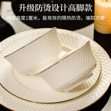 厚秀堂 景德镇碗家用骨瓷碗陶瓷碗套装 轻奢新款釉下彩米饭碗面碗5/6寸 钻石人生【4.5英寸10个】