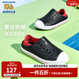 Skechers斯凯奇儿童凉鞋夏季男童女童洞洞鞋溯溪防滑包头大童沙滩鞋91995L 男童/黑色/红色/BKRD 28.5