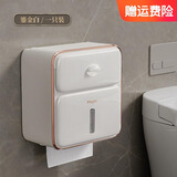 海迎（HAYAN HY）卫生间纸巾盒壁挂免打孔防水抽纸盒卷纸盒厕所置物架家用收纳 鎏金白（最受青睐款）