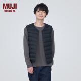 无印良品（MUJI）男式 便携式 无领羽绒背心 羽绒马甲马夹 AD0UGA3A 深藏青色 S（165/84A）