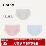 ubras女士内裤女抗菌底裆中腰三角裤粉末蓝+椰青灰+兰花烟M