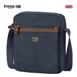 Troop单肩包男复古休闲简约实用竖版斜挎包包欧美潮包单肩斜跨包随身包 深牛仔蓝TRP0218