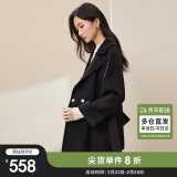 尚都比拉中长款毛呢大衣女冬季小个子100%羊毛双面呢外套 雅黑色 XL 