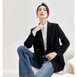 尚都比拉职业通勤西装女春秋高级感面试正装外套气质小西服 黑色 M