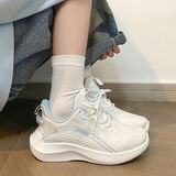 回力女鞋运动鞋女2025新款秋冬体测软底减震跑步鞋学生中考专用休闲鞋 白/蓝 【主推热销】 37