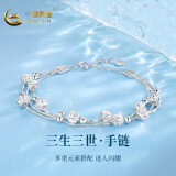 中国黄金（CHINA GOLD）银手链女三生三世转运珠手链手环饰品情人节生日礼物送女友闺蜜 三生三世手链