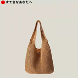 日本草编包女夏季海边度假沙滩包单肩包森系手工编织包大容量 卡其色