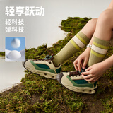 探路者（TOREAD）专款 儿童运动鞋男女中大童鞋秋冬季款减震纽扣跑鞋 米色绿色 32