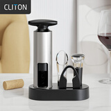 CLITON红酒开瓶器不锈钢手动开瓶器T型省力开酒器抽真空酒塞倒酒器5件套