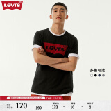 Levi's【全新升级】李维斯新版情侣同款短袖T恤logo印花 黑色0001 M