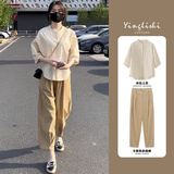 哈夫朵新中式国风衬衫女夏季新款胖mm显瘦遮肚子设计感宽松气质套装女 2991米白上衣 【单件】 2XL 【建议130-145斤】