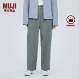 无印良品（MUJI）女式 弹力起毛 抽褶裤 休闲西裤长裤子春秋款 BE1P0C3A 灰色 L(165/70A)