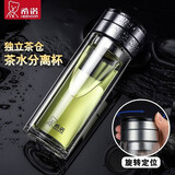 希诺（heenoor）茶水分离杯男士双层大容量家用泡茶杯隔热商务车载便携礼品水杯子 XN7096-本色360ml-正品防伪