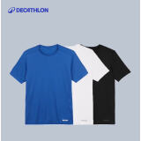 迪卡侬（DECATHLON）速干t恤男夏训练休闲宽松透气健身跑步速干衣短袖MSJT 黑白蓝三件套 XL （欧码偏大）