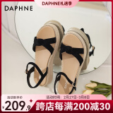 达芙妮（DAPHNE）凉鞋女一字带厚底沙滩女鞋2025夏季新款平底舒适休闲单鞋罗马鞋女 黑色 40