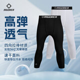 准者压缩紧身裤男加绒高弹速干篮球跑步运动训练打底短裤五七分健身裤 Z122311452-1纯正黑 【七分裤】 L 175