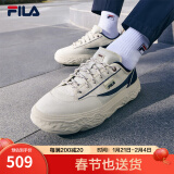 斐乐（FILA）官方男鞋ROCK岩石鞋帆布鞋新款时尚休闲鞋 米黄色/浆果蓝-AB 41