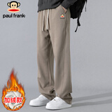 大嘴猴（paul frank）裤子男士春秋季宽松休闲裤男百搭阔腿男裤卫裤男 卡其色加绒 4XL