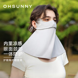 OhSunny防晒面罩女防尘防紫外线护眼角男护颈透气口罩 SLF3M172E 云霜灰