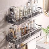 百悍浴室吸盘置物架太空铝卫生间挂件免打孔洗漱台免钉胶置物架