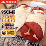 BISINNA 可伸手睡袋加大加宽便携式加厚防寒户外睡袋成人单人被子四季款 2.6kg波尔多红-伸手款【-5~0℃】