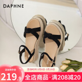 达芙妮（DAPHNE）凉鞋女一字带厚底沙滩女鞋2025夏季新款平底舒适休闲单鞋罗马鞋女 黑色 38