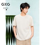 GXG男装 双色肌理面料宽松休闲圆领短袖T恤男士上衣G24D442161 米白 L
