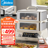 美的（Midea）穿透蒸电蒸锅全景可视多功能锅拒绝千滚水预约保温16.5L双层大容量外置加水不锈钢电锅ZGC302352KS