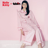 野兽派家居（tbh）三丽鸥Hello Kitty天丝棉家居服套装四季可外穿条纹软棉棉睡衣女 天丝棉长款家居服套装 粉红条纹 S