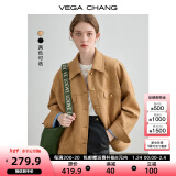 VEGA CHANG短外套女2025年新款春装复古显瘦旷野美拉德上衣 核桃棕 L